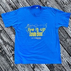 Vintage Single Stitch Donate Blood T-Shirt (Screen Stars Made in USA tag)